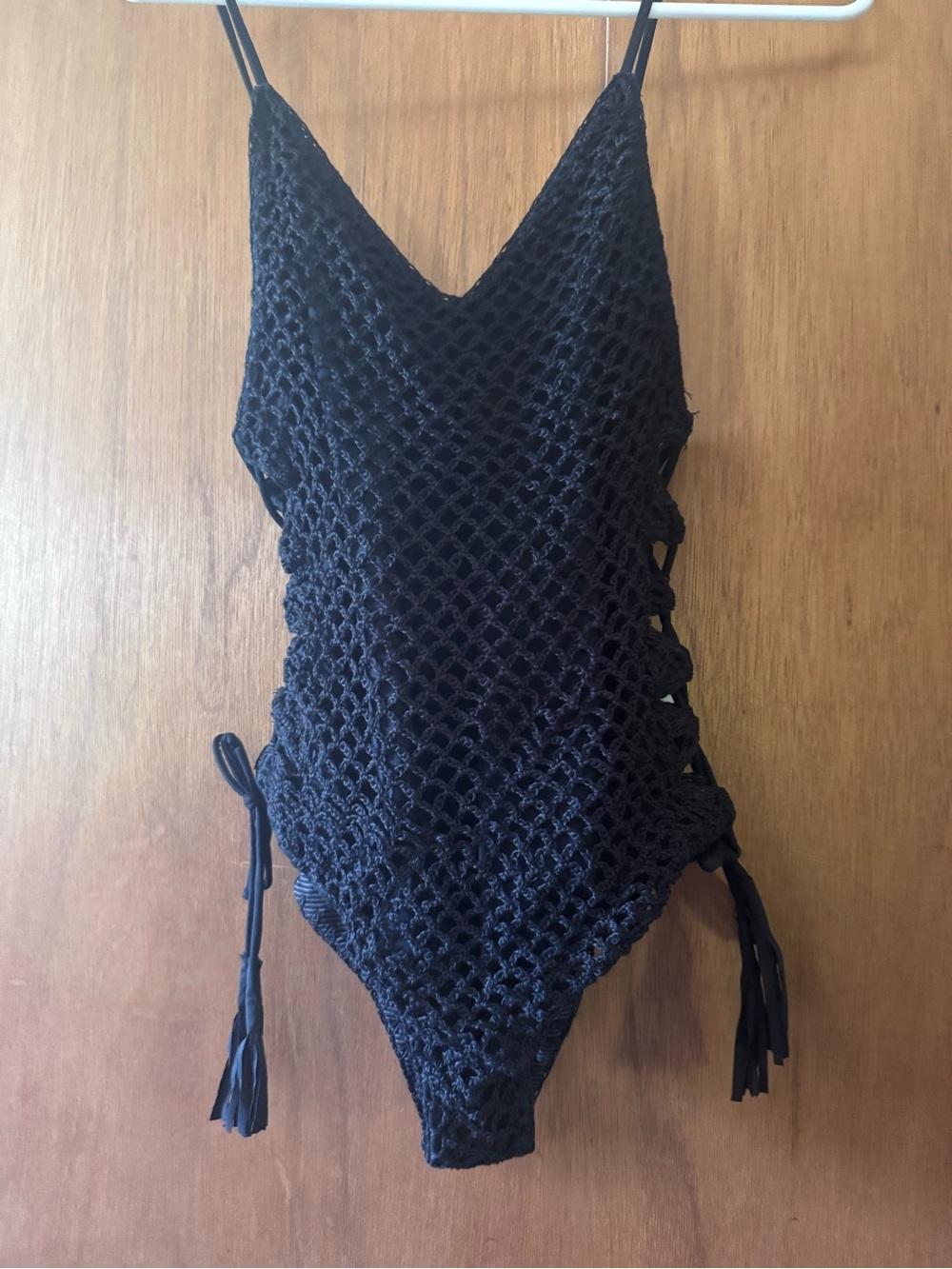 Black Crochet One-Piece Swimsuit